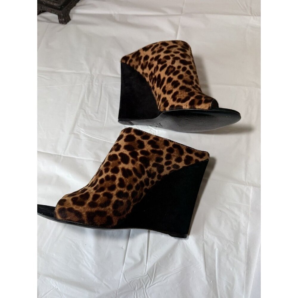 PRADA St Leopardo Miele Moro Leopard Calf Hair Wedge Slides - Picture 12 of 16